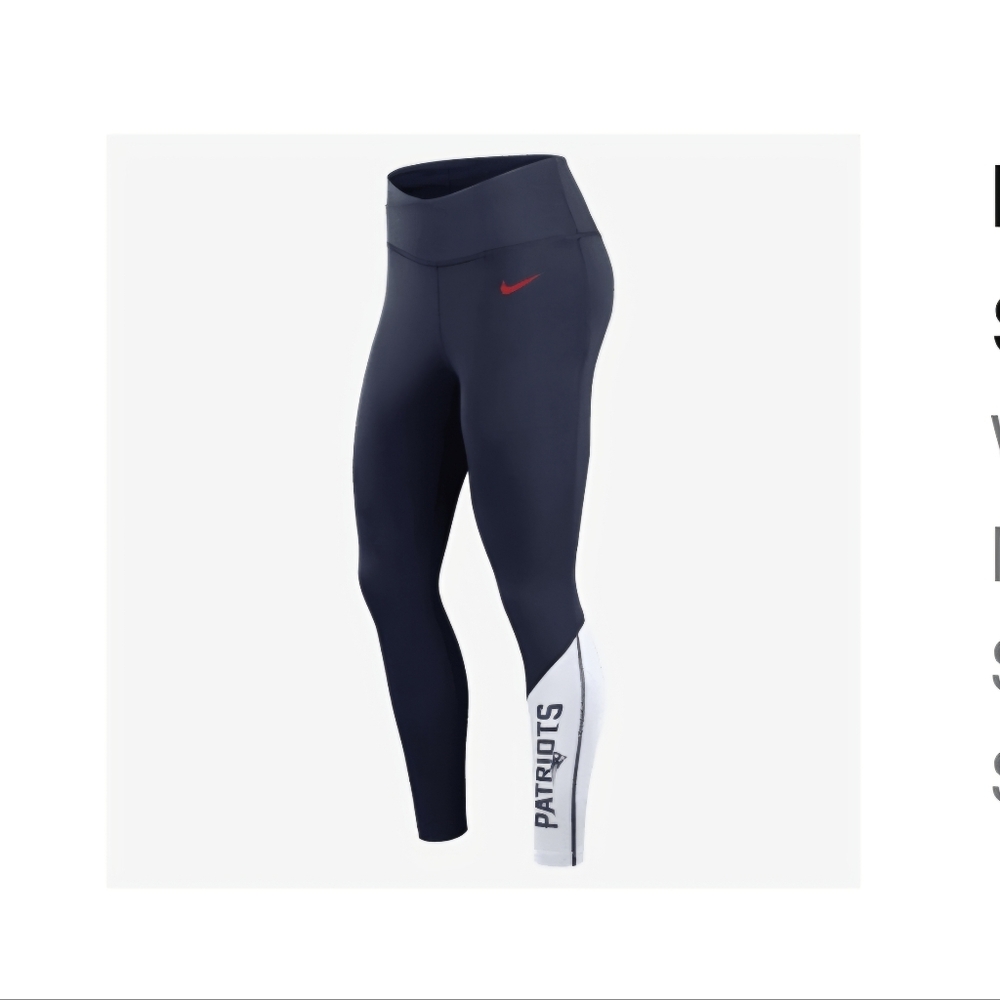 Nike Dri-FIT New England Patriots 7/8 Leggings Navy/White Size XL